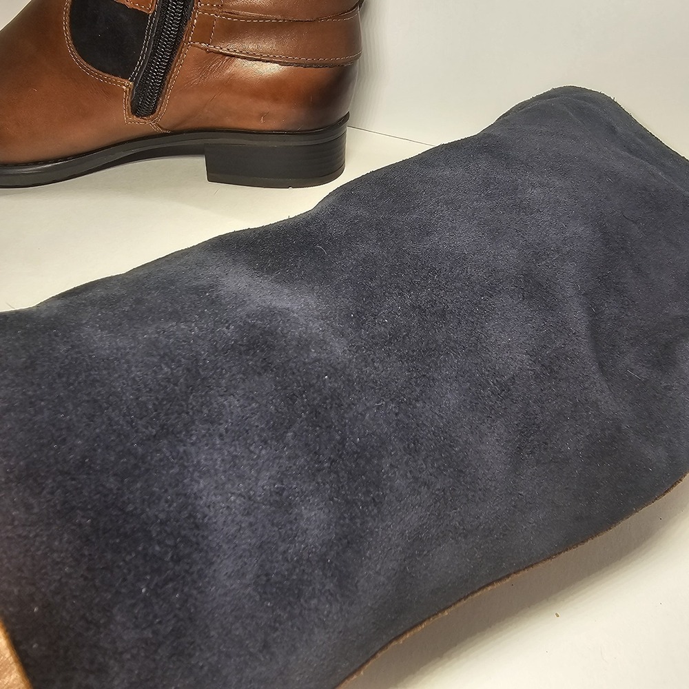 Remonte Knee High Leather/Blue Suede Boot- Plaid Inner Lining Size 36 EU/5.5 US - Picture 9 of 14